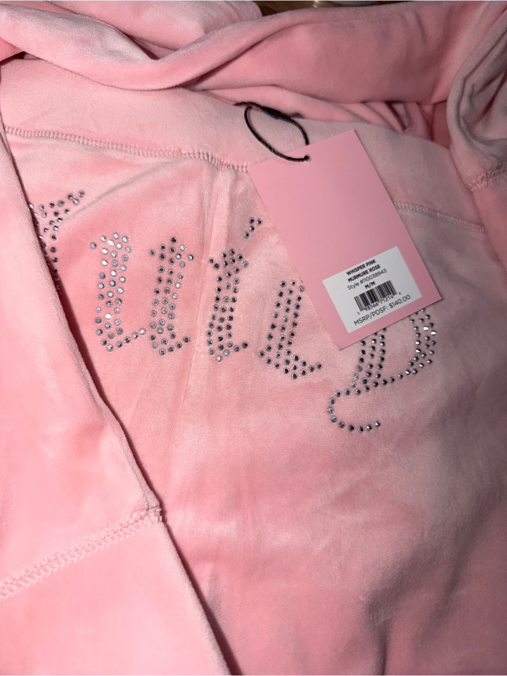 Juicy Couture Pink Velour Rhinestone Hoodie